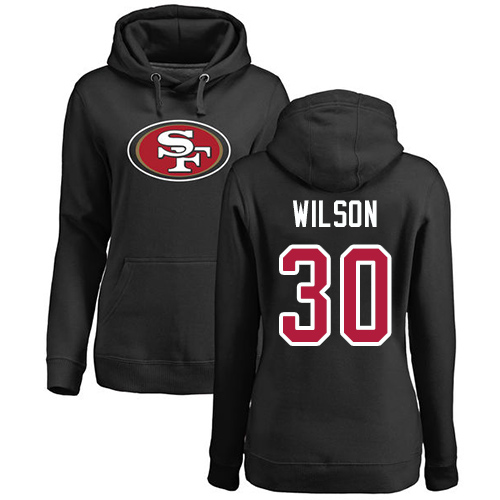 San Francisco 49ers Black Women Jeff Wilson Name and Number Logo #30 Pullover NFL Hoodie Sweatshirts->nfl t-shirts->Sports Accessory